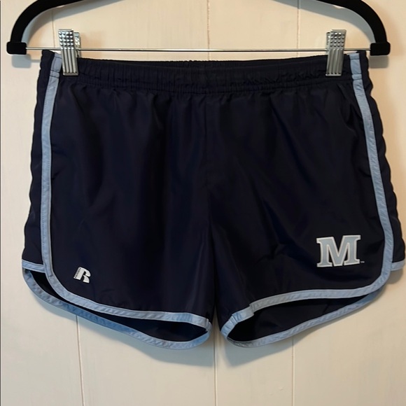 Russell Athletic Blue Athletic Shorts with Curved Hem - Picture 1 of 4